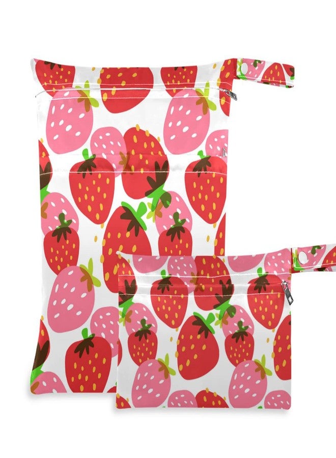 Kigai 2pcs Strawberry Wet Dry Bags,Waterproof Reusable Cloth Diaper Wet Dry Bags for Travel,Diapers,Dirty Gym Clothes and Toiletries - Image 1